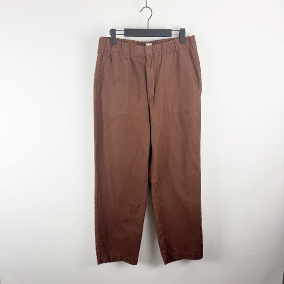 GAP Pleated Linen Pant Womens Size Medium Brown Linen Cotton Blend Ankle Pants - Picture 1 of 15
